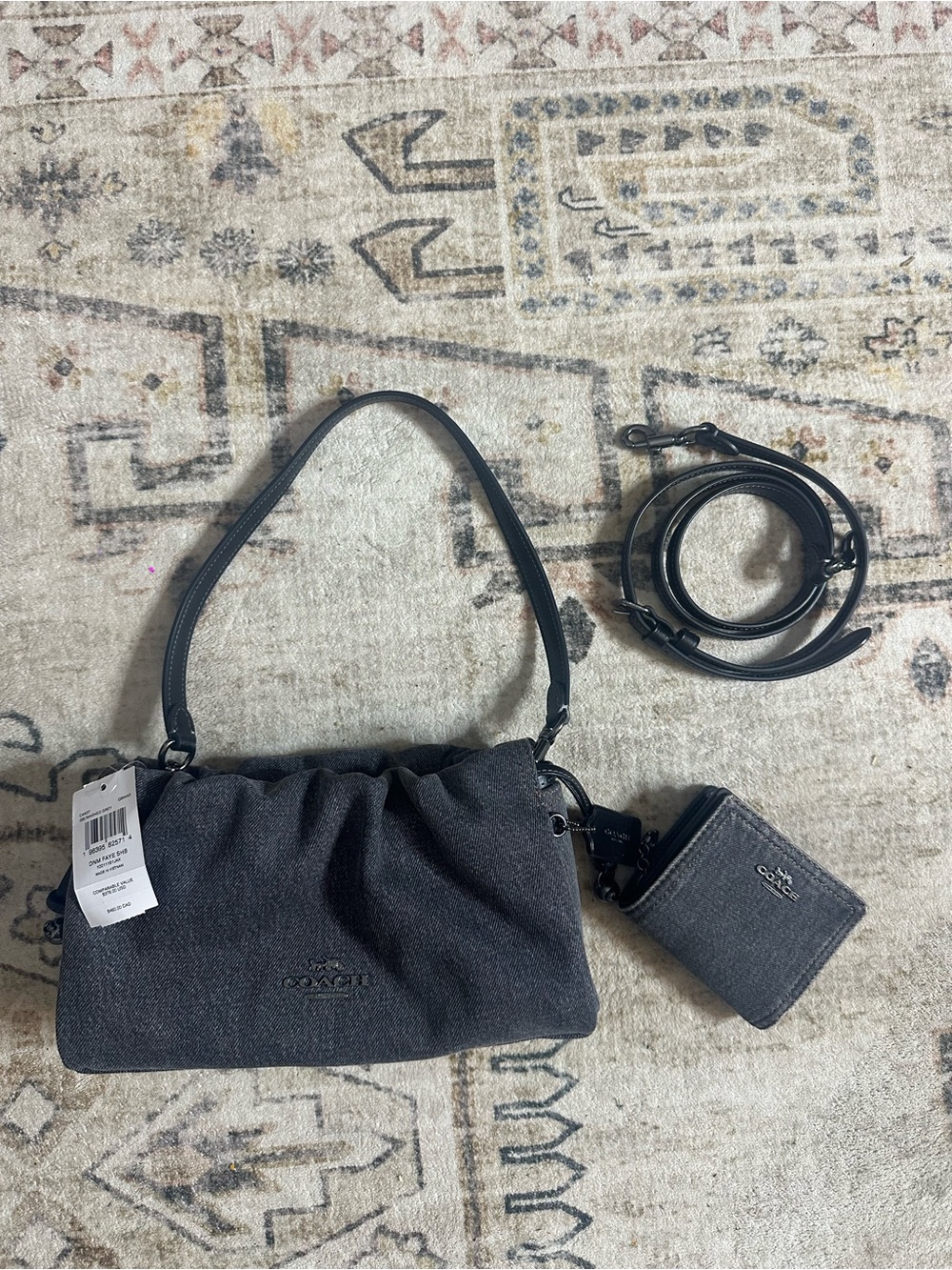 Coach Faye Bag w/ Snap wallet (Black Denim)